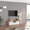 Meuble TV contemporain 155 cm blanc brillant/chêne wotan Neros