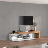 Meuble TV extensible 190/350 cm blanc brillant/chêne wotan Neros