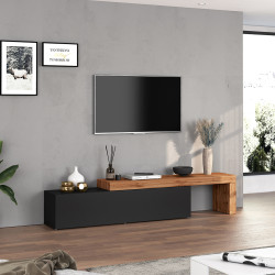 Meuble TV extensible 190/350 cm anthracite mat/chêne wotan Neros