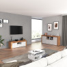 Meuble TV extensible 190/350 cm blanc brillant/chêne wotan Neros