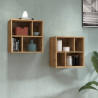 Etagère murale contemporaine 4 cases chêne wotan Neros