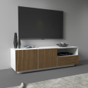 Meuble TV moderne 150 cm blanc mat/ch&ecirc;ne clair Costarica