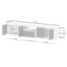 Meuble TV moderne 220 cm blanc mat/chêne clair Costarica