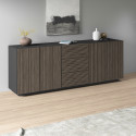 Buffet/bahut moderne 220 cm anthracite mat/ch&ecirc;ne fonc&eacute; Costarica