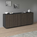Buffet/bahut moderne 200 cm anthracite mat/ch&ecirc;ne fonc&eacute; Costarica