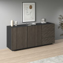 Buffet/bahut moderne 180 cm anthracite mat/ch&ecirc;ne fonc&eacute; Costarica
