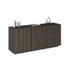 Buffet/bahut moderne 180 cm anthracite mat/chêne foncé Costarica