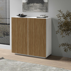 Buffet haut moderne blanc mat/chêne clair Costarica