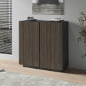 Buffet haut moderne anthracite mat/ch&ecirc;ne fonc&eacute; Costarica