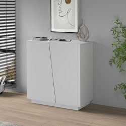 Armoire basse de bureau moderne blanc mat Essly
