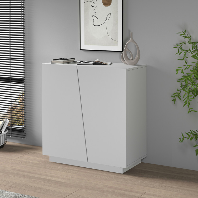 Armoire basse de bureau moderne blanc mat Essly