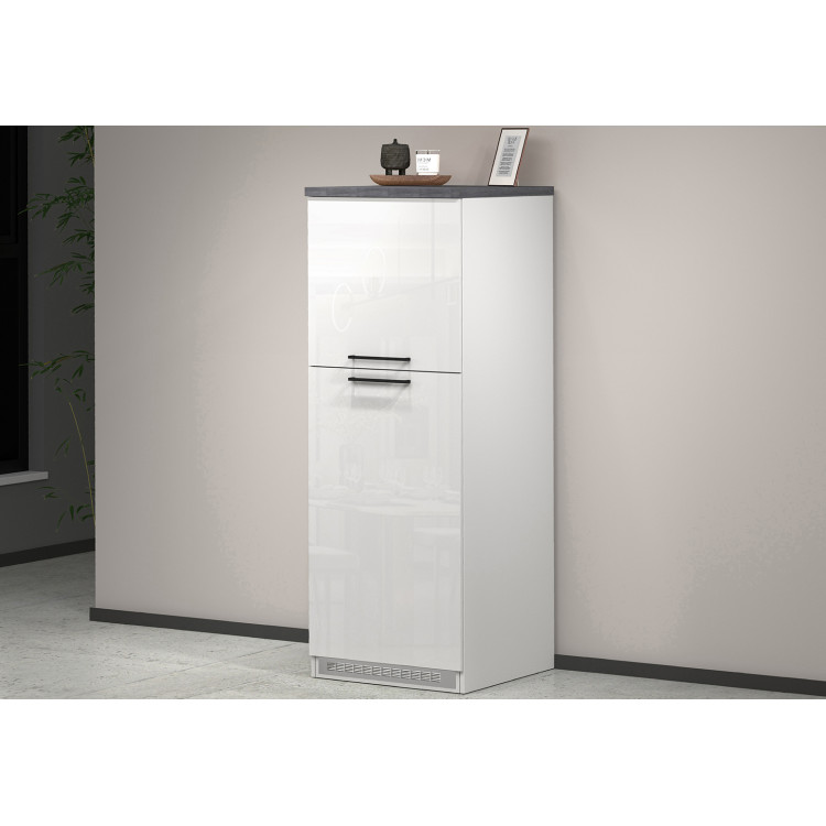 Meuble pour frigo encastrable 60 cm blanc/béton Solena