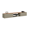 Meuble TV moderne 210 cm taupe/chêne wotan Grana