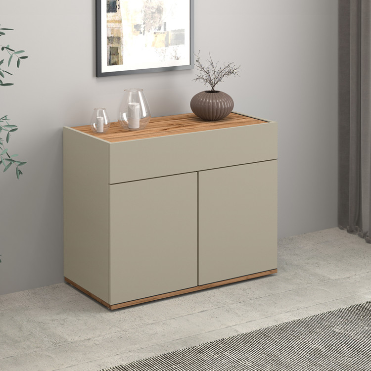 Buffet/bahut moderne 80 cm taupe/chêne wotan Grana