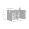 Buffet/bahut moderne 120 cm taupe/chêne wotan Grana