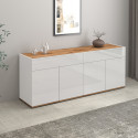 Buffet/bahut moderne 160 cm blanc/ch&ecirc;ne wotan Grana