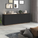 Buffet/bahut moderne 200 cm anthracite mat/ch&ecirc;ne wotan Grana