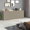 Buffet/bahut moderne 200 cm taupe/chêne wotan Grana