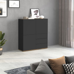 Buffet haut moderne anthracite mat/chêne wotan Grana