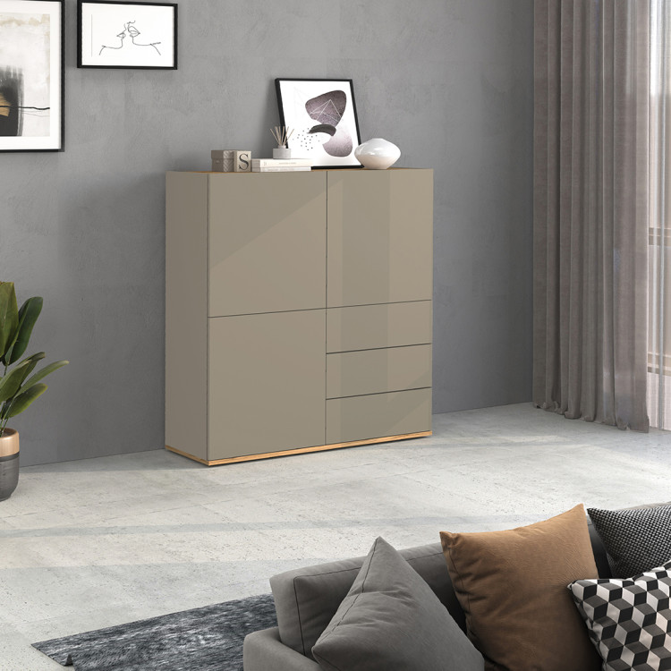 Buffet haut moderne taupe/chêne wotan Grana