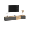 Meuble TV suspendu moderne anthracite mat/chêne wotan Isayane