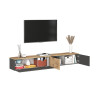 Meuble TV suspendu moderne anthracite mat/chêne wotan Isayane