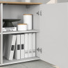 Buffet/bahut moderne 200 cm blanc brillant/chêne wotan Isayane