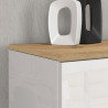 Buffet/bahut moderne 200 cm blanc brillant/chêne wotan Isayane