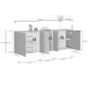 Buffet/bahut moderne 200 cm blanc brillant/chêne wotan Isayane