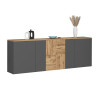 Buffet/bahut moderne 200 cm anthracite mat/chêne wotan Isayane