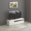 Meuble TV moderne 130 cm blanc brillant Enaya