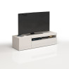 Meuble TV moderne 130 cm blanc brillant Enaya