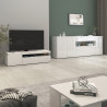 Meuble TV moderne 130 cm blanc brillant Enaya
