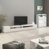Meuble TV moderne 260 cm blanc brillant Enaya