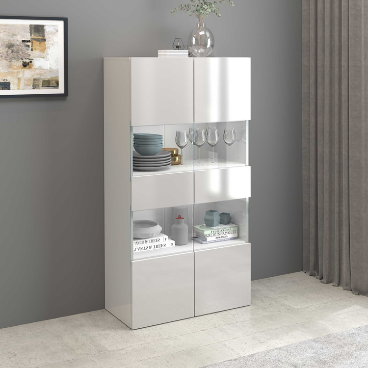 Vitrine moderne 80 cm blanc brillant Keops