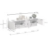 Meuble TV moderne 180 cm blanc brillant Valencia