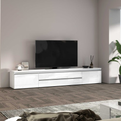 Meuble TV moderne 240 cm anthracite brillant Maeva