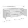 Buffet/bahut moderne 240 cm blanc brillant Maeva