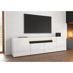 Meuble TV moderne 4 portes blanc brillant Regina