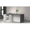 Îlot de cuisine moderne 4 portes blanc brillant/gris béton Solena