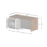 Îlot de cuisine moderne 4 portes blanc brillant/gris béton Solena