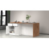 Îlot de cuisine moderne 200 cm blanc brillant/chêne wotan Solena