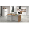Îlot de cuisine moderne 200 cm blanc brillant/chêne wotan Solena