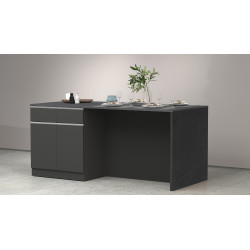Îlot de cuisine moderne 200 cm anthracite mat/béton Solena