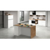 Îlot de cuisine moderne 2 portes blanc brillant/chêne wotan Solena