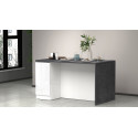 &Icirc;lot de cuisine moderne 2 portes blanc brillant/b&eacute;ton Solena