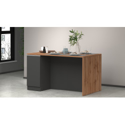 Îlot de cuisine moderne 2 portes anthracite mat/chêne wotan Solena