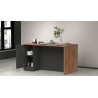 Îlot de cuisine moderne 2 portes anthracite mat/chêne wotan Solena
