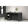 Îlot de cuisine moderne 2 portes anthracite mat/béton Solena