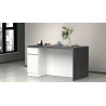 Îlot de cuisine 2 portes 160 cm blanc brillant/béton Solena